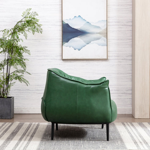 Kadar Leather Barrel Chair-Green Modern Leather Chair | Accent Chairs | Kinwell Furniture | Barrel Chairs